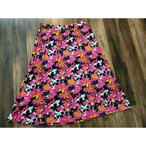 Navy Pink Floral Stretchy Pull On A-line Maxi Skirt Sz 22/24 Jessica London - Picture 1 of 5